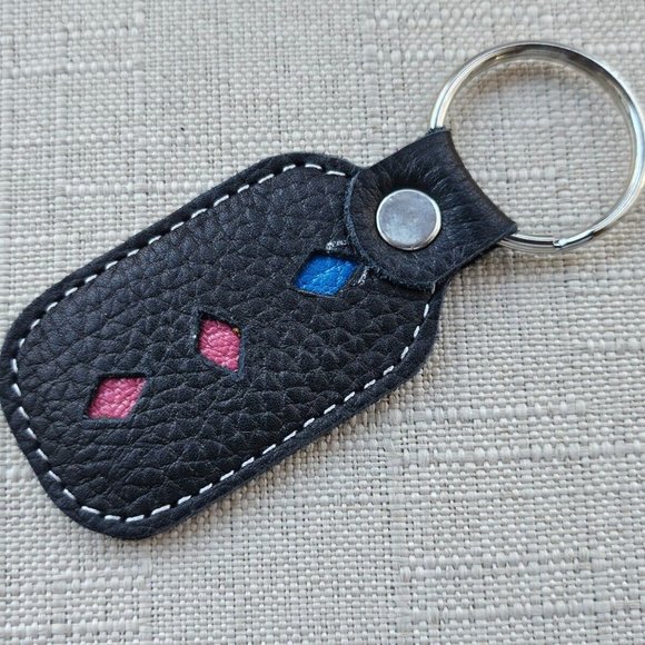 Keychains Black Genuine Leather Keys Holder Handmade Key Ring New - Picture 1 of 9
